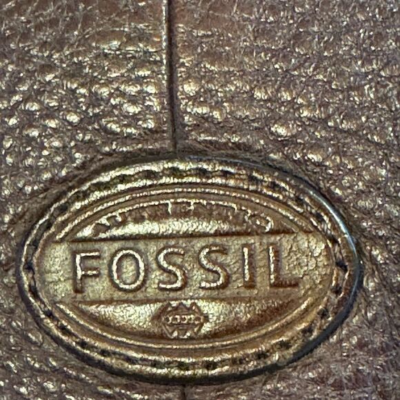 Fossil Vintage Brown Morgan Pebbled Leather Snap Flap & Zip Crossbody Bag - Picture 7 of 9